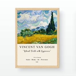 Wallity Cuadro Decorativo Wheat Field with Cypresses de Vincent van Gogh 35 x 45 cm
